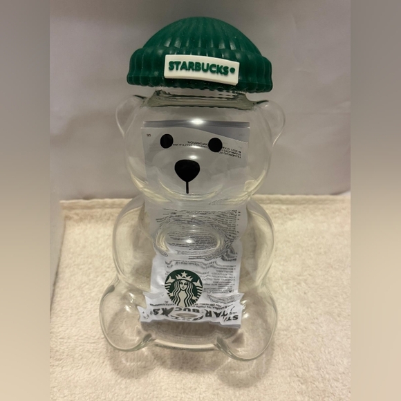 Starbucks Clear Bear Glass with Green Hat - Picture 5 of 7
